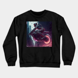 Cyberpunk Female Daredevil on A Bike Crewneck Sweatshirt